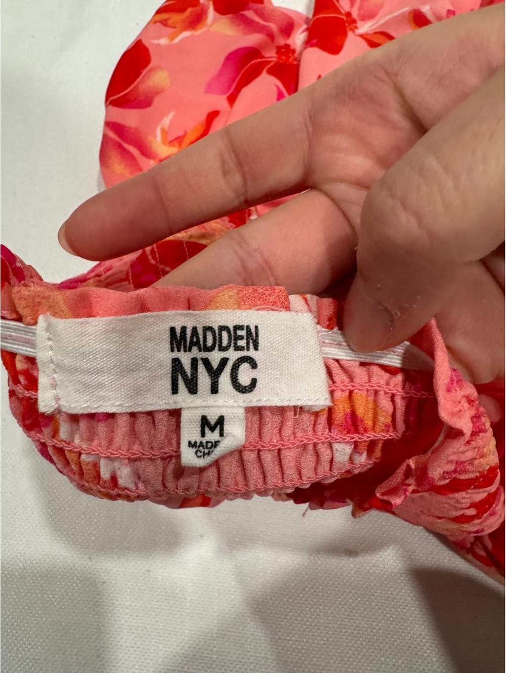 Madden NYC Pink Floral Halter Mini Dress Tiered Ruffle Smocked Medium - Picture 3 of 6